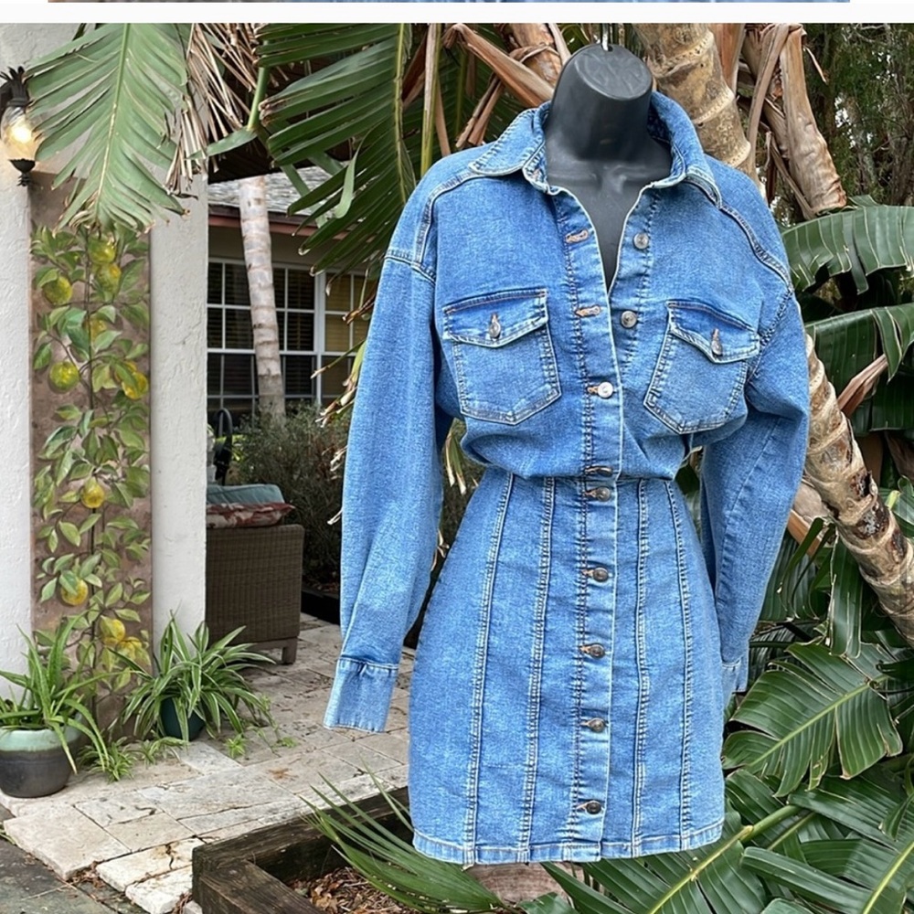 H&M divided denim shirt dress